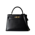 Kelly Sellier 28 Box Calfskin Gold Plated Hardware M Circle Stamp - Image 3