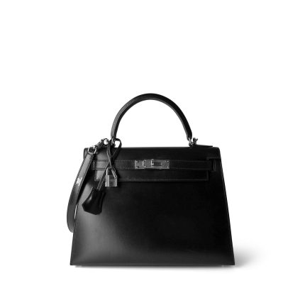 Kelly Sellier 28 Box Calfskin Palladium Plated G Square Stamp