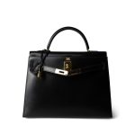 Kelly Sellier 32 Black Box Calfskin Gold Plated (U) Stamp - Image 5