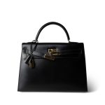 Kelly Sellier 32 Black Box Calfskin Gold Plated (U) Stamp - Image 2