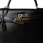 Kelly Sellier 32 Black Box Calfskin Gold Plated (U) Stamp - Image 7