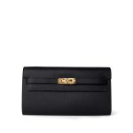 Kelly Wallet To Go Black Veau Epsom Gold Plated B Stamp