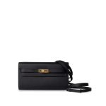 Kelly Wallet To Go Black Veau Epsom Gold Plated B Stamp - Image 4