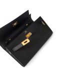 Kelly Wallet To Go Black Veau Epsom Gold Plated B Stamp - Image 15