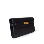 Kelly Wallet To Go Black Veau Epsom Gold Plated B Stamp - Image 9
