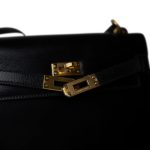 Mini Kelly Sellier 20 Black Box Calfskin Gold Plated P Circle Stamp - Image 13