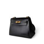 Mini Kelly Sellier 20 Black Box Calfskin Gold Plated P Circle Stamp - Image 3