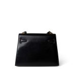 Mini Kelly Sellier 20 Black Box Calfskin Gold Plated P Circle Stamp - Image 8