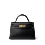 Mini Kelly Sellier Noir Box Calfskin Gold Plated Z Stamp - Image 2