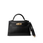 Mini Kelly Sellier Noir Box Calfskin Gold Plated Z Stamp