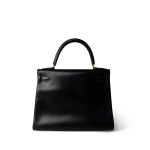 Vintage Kelly 28 Black Box Calfskin Gold Plated X Circle Stamp w/ Wallet - Image 11