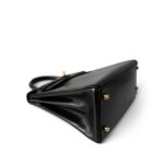 Vintage Kelly 28 Black Box Calfskin Gold Plated X Circle Stamp w/ Wallet - Image 13