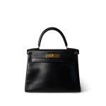 Vintage Kelly 28 Black Box Calfskin Gold Plated X Circle Stamp w/ Wallet - Image 2