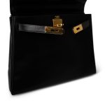 Vintage Kelly 28 Black Box Calfskin Gold Plated X Circle Stamp w/ Wallet - Image 4