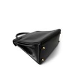 Vintage Kelly 28 Black Box Calfskin Gold Plated X Circle Stamp w/ Wallet - Image 9