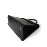 Vintage Kelly 28 Black Box Calfskin Gold Plated X Circle Stamp w/ Wallet - Image 6