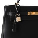 Vintage Kelly Retourne 28 Black Box Calfskin Gold Plated ￼C Square Stamp - Image 6