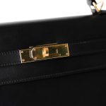 Vintage Kelly Retourne 28 Black Box Calfskin Gold Plated ￼C Square Stamp - Image 2