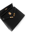 Vintage Kelly Retourne 28 Black Box Calfskin Gold Plated ￼C Square Stamp - Image 12
