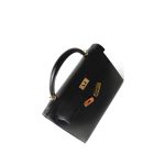 Vintage Kelly Sellier 28 Black Box Calfskin Gold Plated R Circle Stamp - Image 9