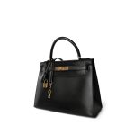 Vintage Kelly Sellier 28 Black Box Calfskin Gold Plated R Circle Stamp - Image 2