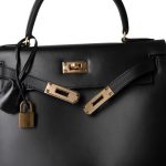 Vintage Kelly Sellier 28 Black Box Calfskin Gold Plated R Circle Stamp - Image 16