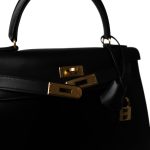 Vintage Kelly Sellier 28 Black Box Calfskin Gold Plated Y Circle Stamp - Image 16
