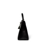 Vintage Kelly Sellier 28 Black Box Calfskin Gold Plated Y Circle Stamp - Image 4