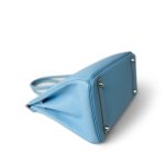 Birkin 30 Bleu Celeste Epsom Palladium Plated O Square Stamp - Image 7