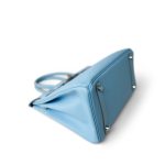 Birkin 30 Bleu Celeste Epsom Palladium Plated O Square Stamp - Image 9