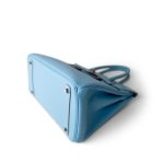 Birkin 30 Bleu Celeste Epsom Palladium Plated O Square Stamp - Image 6