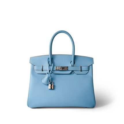 Birkin 30 Bleu Celeste Epsom Palladium Plated O Square Stamp