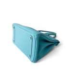 Birkin 30 Blue Atoll Togo Palladium Plated T Stamp - Image 4