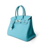Birkin 30 Blue Atoll Togo Palladium Plated T Stamp - Image 5