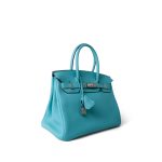 Birkin 30 Blue Atoll Togo Palladium Plated T Stamp - Image 2