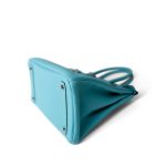 Birkin 30 Blue Atoll Togo Palladium Plated T Stamp - Image 6