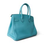 Birkin 30 Blue Atoll Togo Palladium Plated T Stamp - Image 7