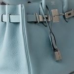 Birkin 30 Blue Ciel Clemence Palladium Plated M Square Stamp - Image 2