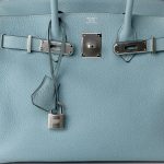 Birkin 30 Blue Ciel Clemence Palladium Plated M Square Stamp - Image 3