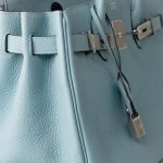 Birkin 30 Blue Ciel Clemence Palladium Plated M Square Stamp - Image 6