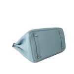 Birkin 30 Blue Ciel Clemence Palladium Plated M Square Stamp - Image 8