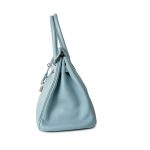 Birkin 30 Blue Ciel Clemence Palladium Plated M Square Stamp - Image 10