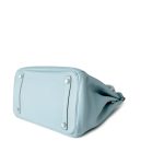 Birkin 30 Blue Ciel Clemence Palladium Plated M Square Stamp - Image 14