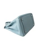 Birkin 30 Blue Ciel Clemence Palladium Plated M Square Stamp - Image 15