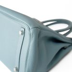 Birkin 30 Blue Ciel Clemence Palladium Plated M Square Stamp - Image 16
