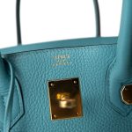 Birkin 30 Veau Togo Blue Atoll Gold Plated T Stamp - Image 2