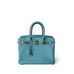Birkin 30 Veau Togo Blue Atoll Gold Plated T Stamp - Image 3