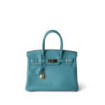 Birkin 30 Veau Togo Blue Atoll Gold Plated T Stamp - Image 12