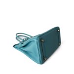 Birkin 30 Veau Togo Blue Atoll Gold Plated T Stamp - Image 11