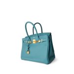 Birkin 30 Veau Togo Blue Atoll Gold Plated T Stamp - Image 20